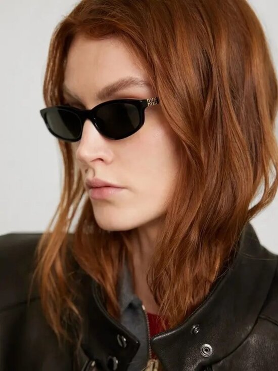 Miu Miu Women Sunglasses Black Grey Rectangle MUA06S 16K08Z NEW AUTHENTIC main image 8